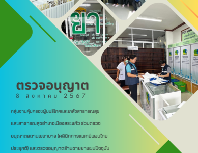 ตรวจอนุญาตคลินิกการแพทย์แผนไทยประยุกต์และร้านขายยาแผนปัจจุบัน