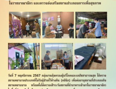 ตรวจสถานพยาบาลเพื่อต่ออายุ,ตรวจเฝ้าระวังสถานที่นำอาหารเข้ามา
