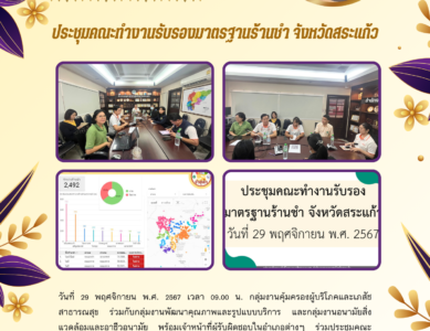 ประชุมคณะทำงานรับรองมาตรฐานร้านชำ จังหวัดสระแก้ว