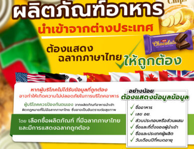 ผลิตภัณฑ์อาหารนำเข้าจากต่างประเทศต้องแสดงฉลาก￼ภาษาไทย