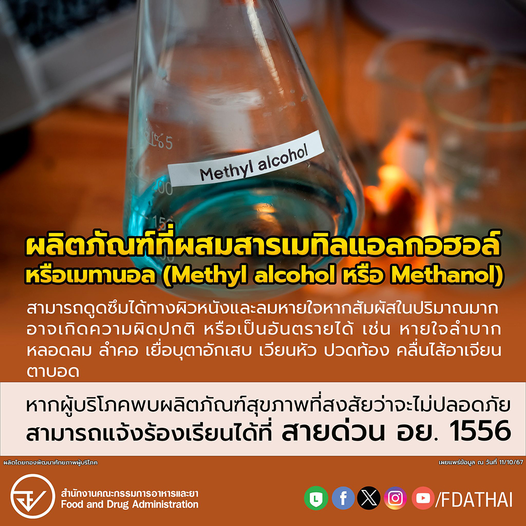 ผลิตภัณฑ์ที่ผสมสารเมทิลแอลกอฮอล์หรือเมทานอล