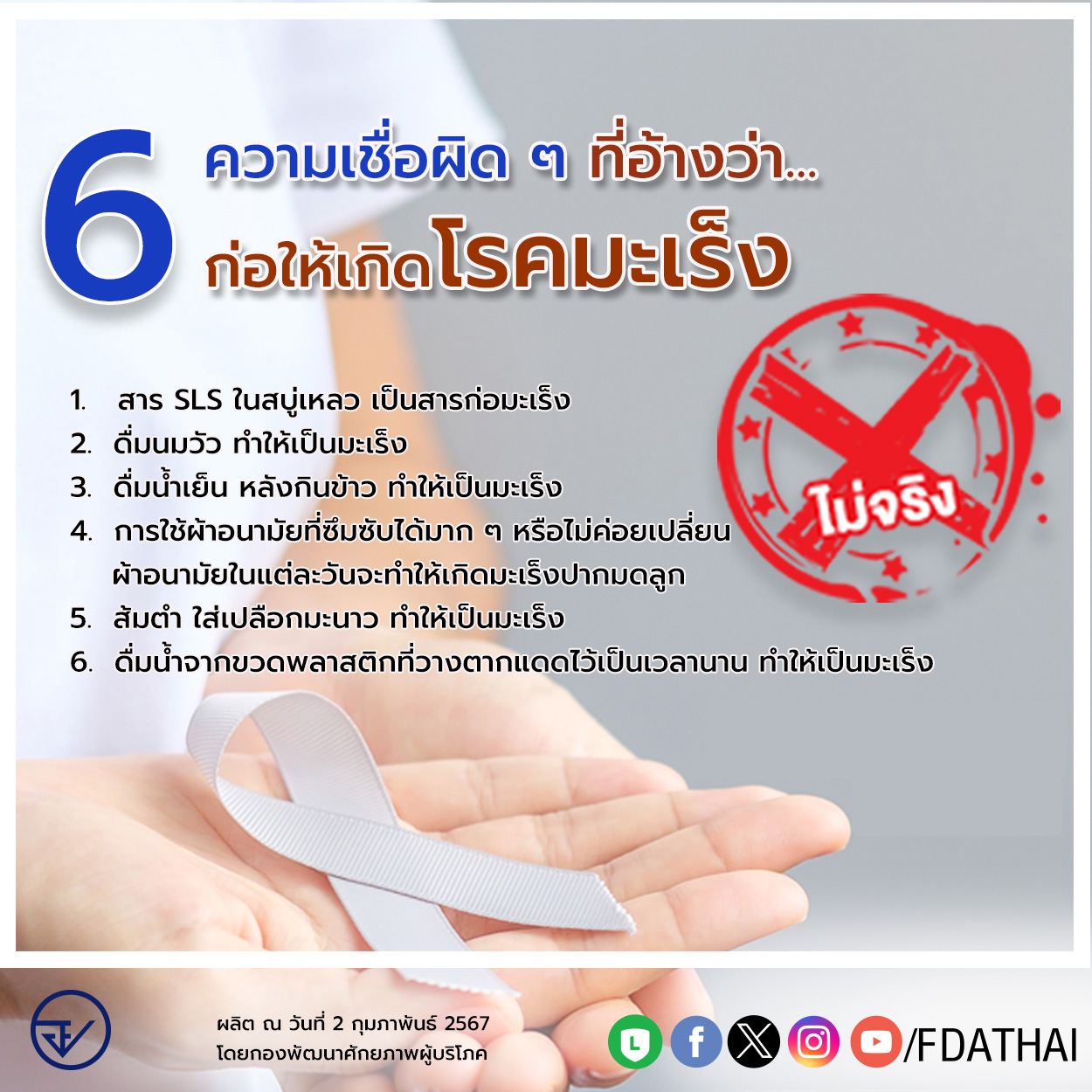 วันที่ 7 ตุลาคมของทุกปี ตรงกับวันมะเร็งเต้านมสากล