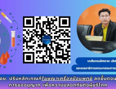 อย. ปรับปรุงหลักเกณฑ์ วิธีการ และเงื่อนไขการขออนุญาต การออกใบอนุญาตและอายุใบอนุญาตโฆษณาเครื่องมือแพทย์