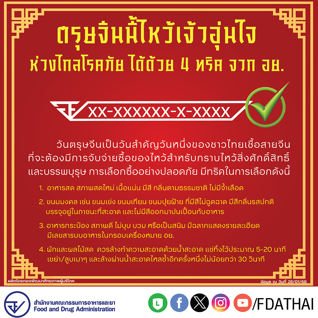 ตรุษจีนนี้ไหว้เจ้าอุ่นใจ ห่างไกลโรคภัย ได้ด้วย 4 ทริค จาก อย.