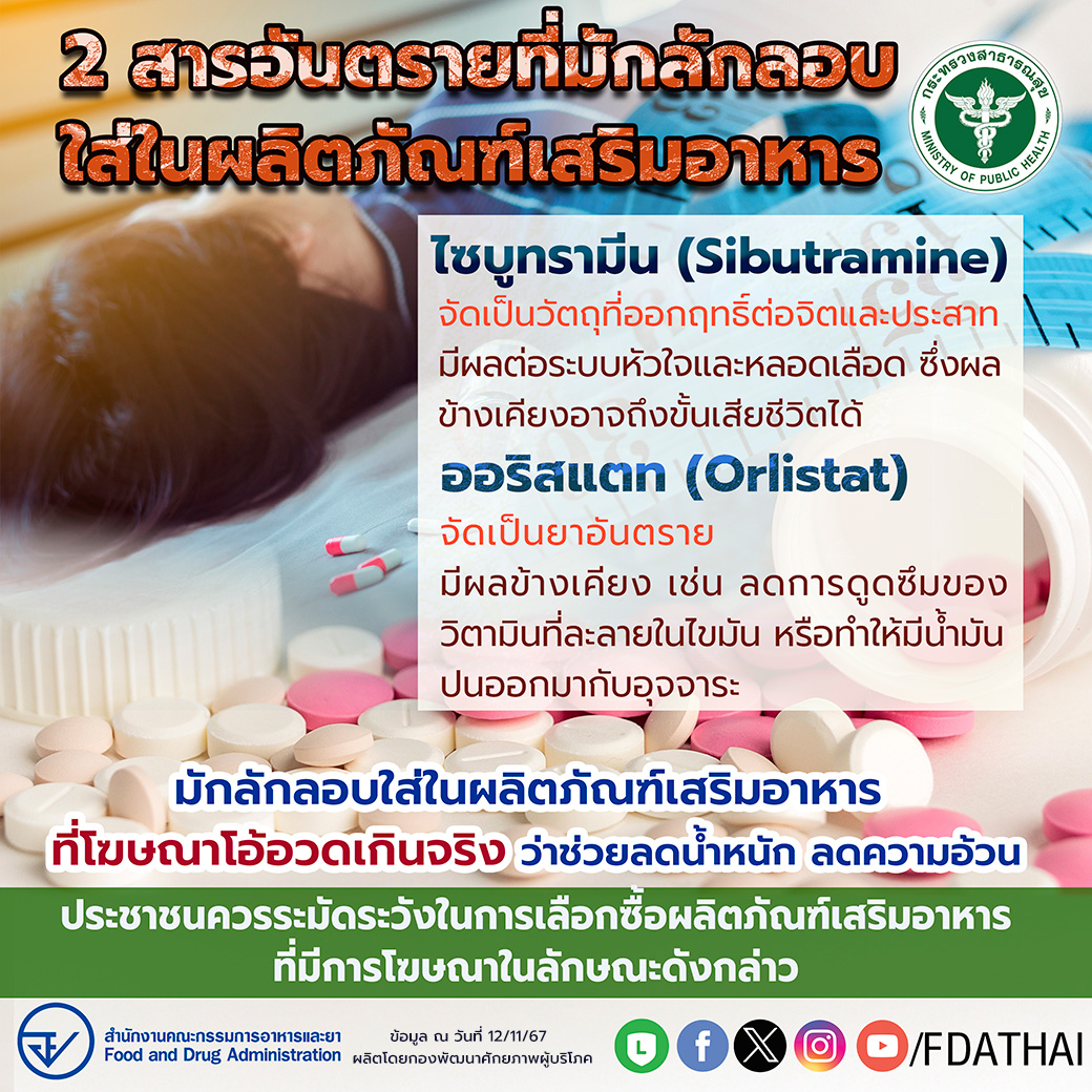 2 สารอันตรายที่มักลักลอบใส่ในผลิตภัณฑ์เสริมอาหาร